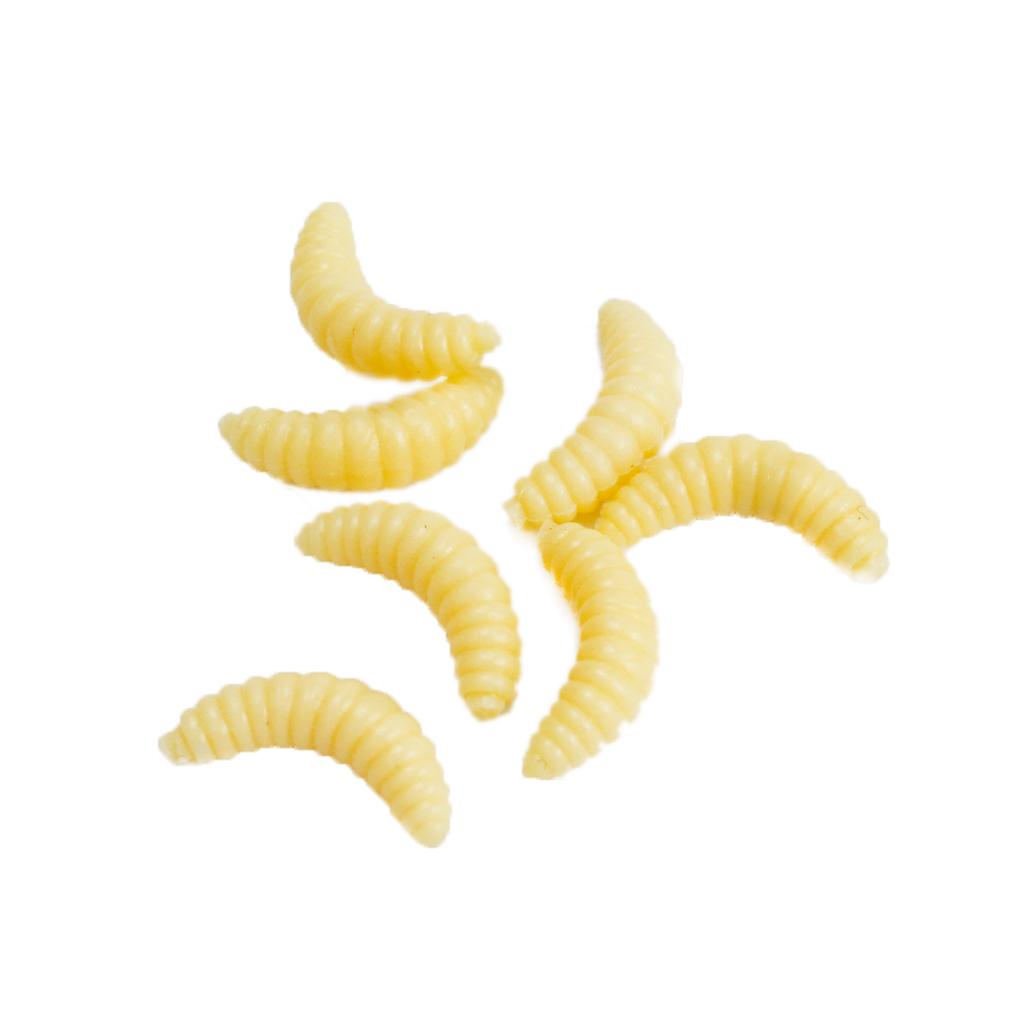 3x100 Pieces/Set Fishing Soft Grub Worm Bread Bug Maggots Lures Baits Beige