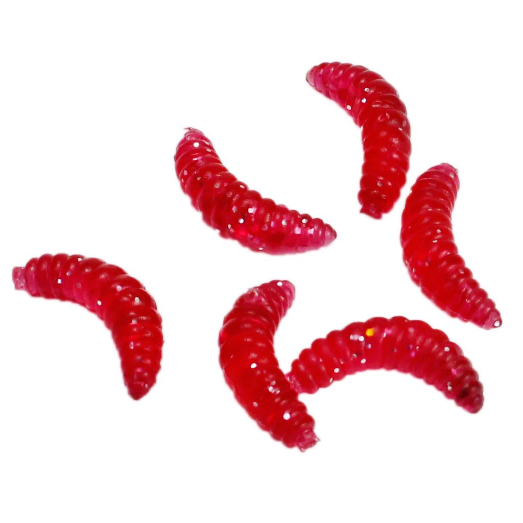 4x100 Pieces/Set Fishing Soft Grub Worm Bread Bug Maggots Lures Baits Red