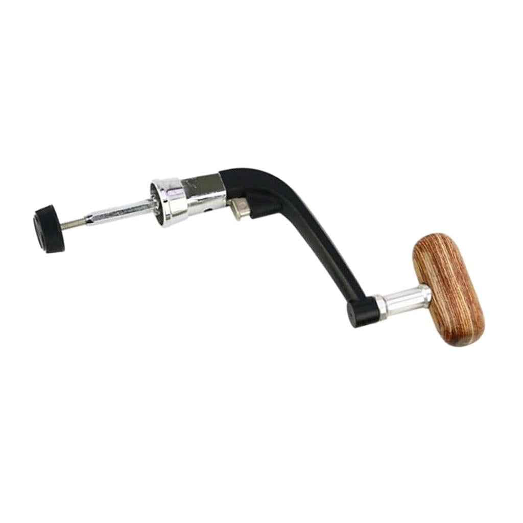 Metal Spinning Fishing Reel Handle Rocker Arm Wooden Crank Handle Black M