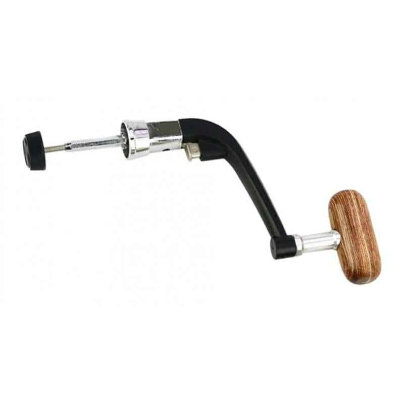 Metal Spinning Fishing Reel Handle Rocker Arm Wooden Crank Handle Black M