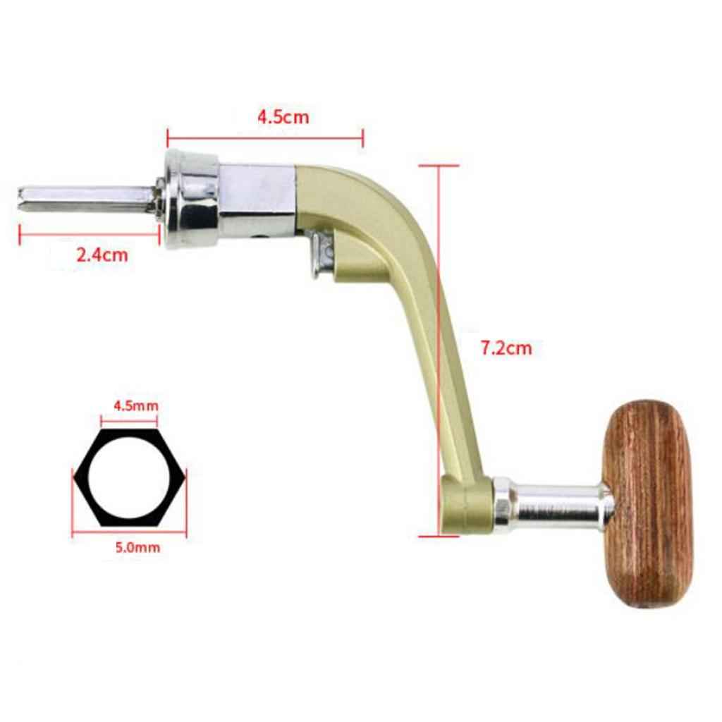 Metal Spinning Fishing Reel Handle Rocker Arm Wooden Crank Handle Black M