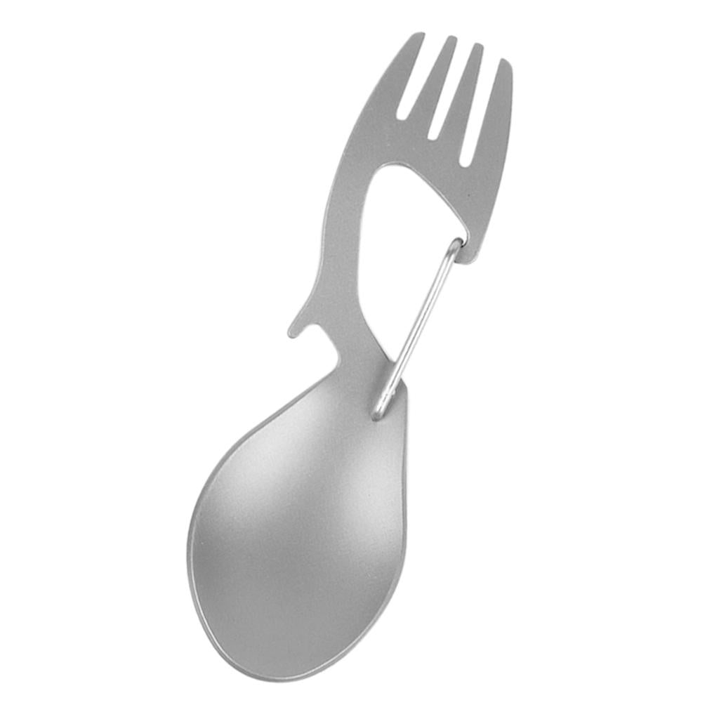 2xMulti-function Camping Spoon Fork Spork Beer Bottle Opener Stainless Steel
