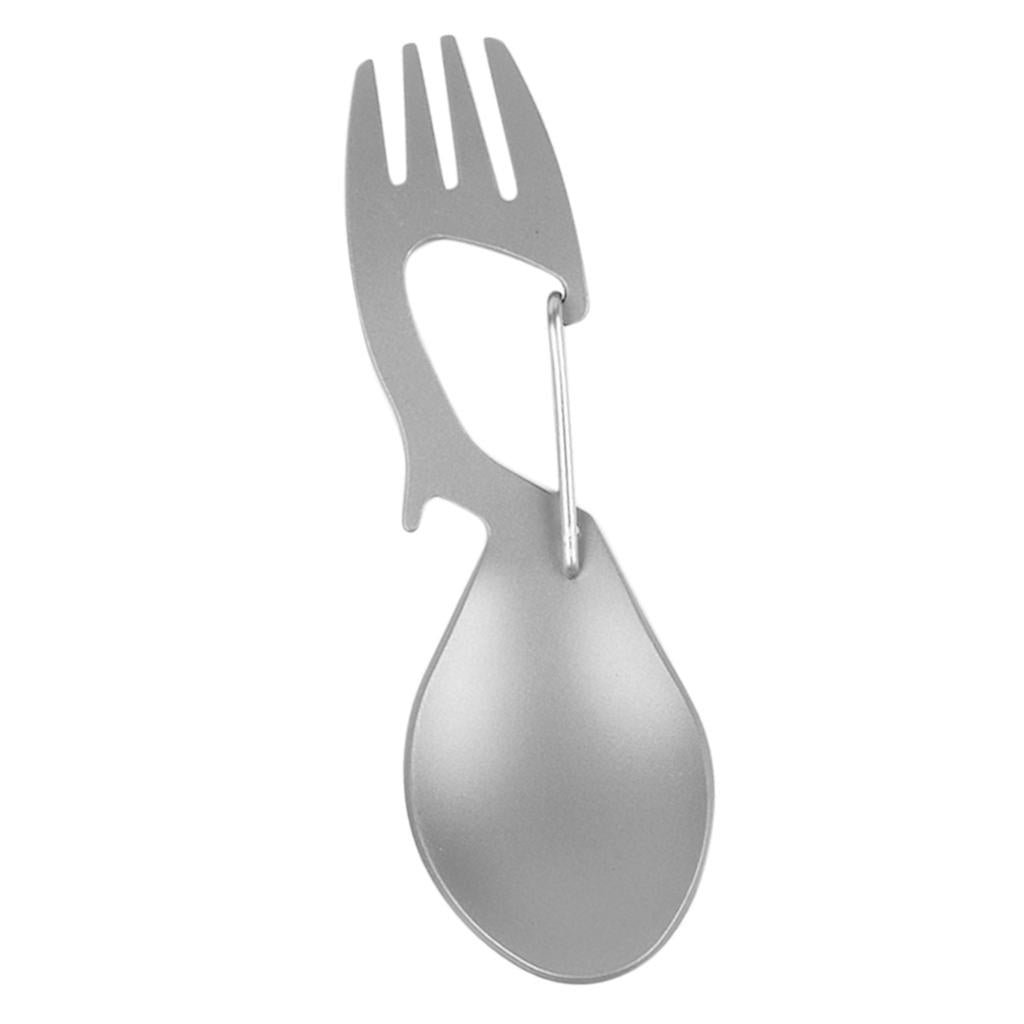 4xMulti-function Camping Spoon Fork Spork Beer Bottle Opener Stainless Steel