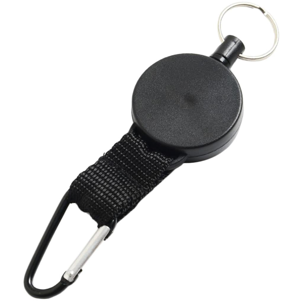 3xHeavy Duty Key Holder Carabiner Buckle with Steel Cable Keyrings Black