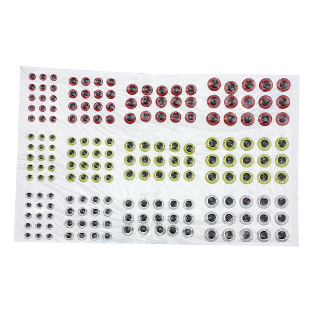 6x183pcs Fishing Lure Eyes 3D Holographic Eyes Fly Tying Jigs Crafts DIY Red Yellow Silvery