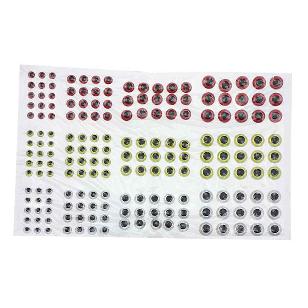 183pcs Fishing Lure Eyes 3D Holographic Eyes Fly Tying Jigs Crafts DIY Red Yellow Silvery