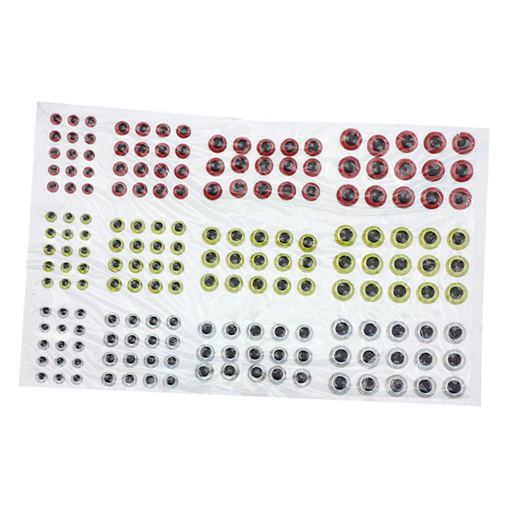3x183pcs Fishing Lure Eyes 3D Holographic Eyes Fly Tying Jigs Crafts DIY Red Yellow Silvery