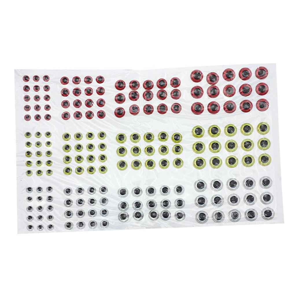 183pcs Fishing Lure Eyes 3D Holographic Eyes Fly Tying Jigs Crafts DIY Red Yellow Silvery