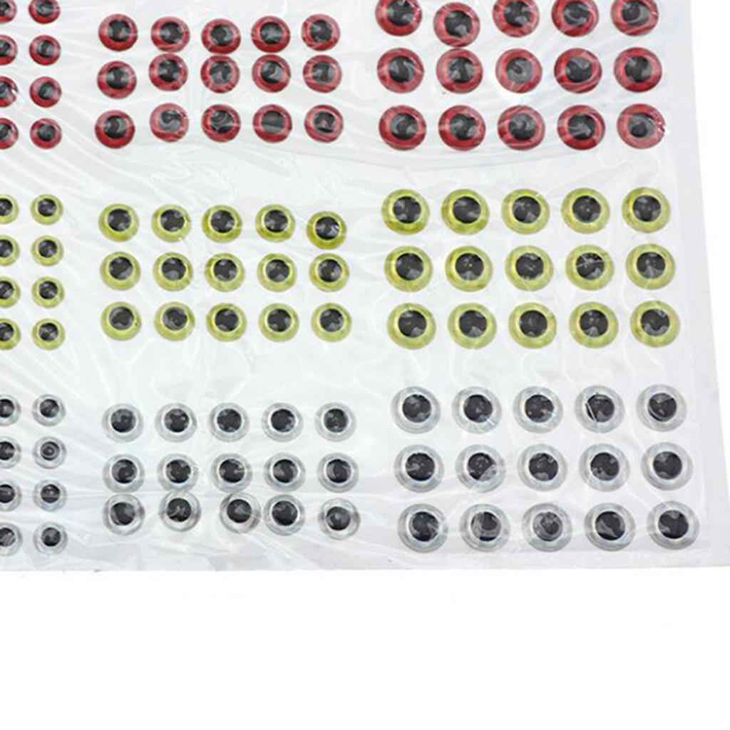 183pcs Fishing Lure Eyes 3D Holographic Eyes Fly Tying Jigs Crafts DIY Red Yellow Silvery