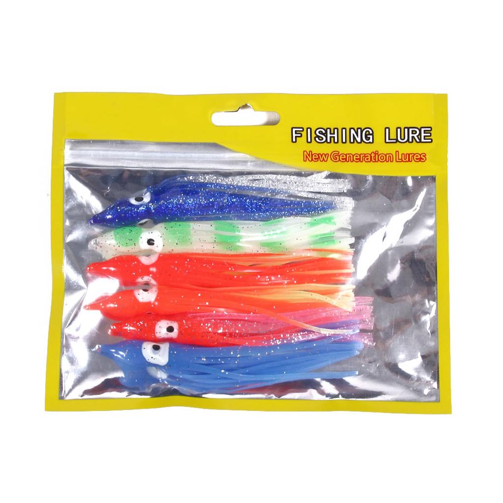 3x6pcs Fishing Lures Squid Octopus Skirts Sea Fish Soft Baits Tackles  12cm