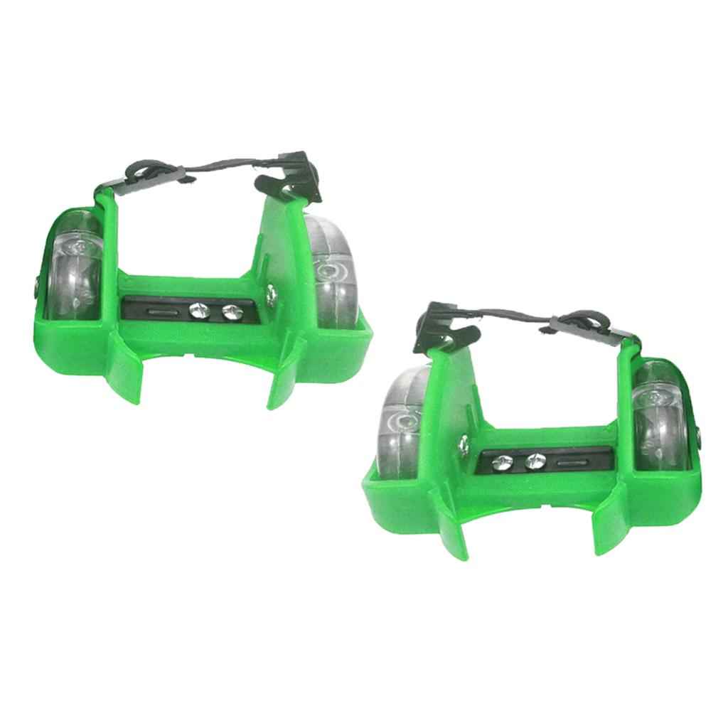 Adjustable Kid Heel Wheels Skates Roller Flash Roller Skating Shoes Green