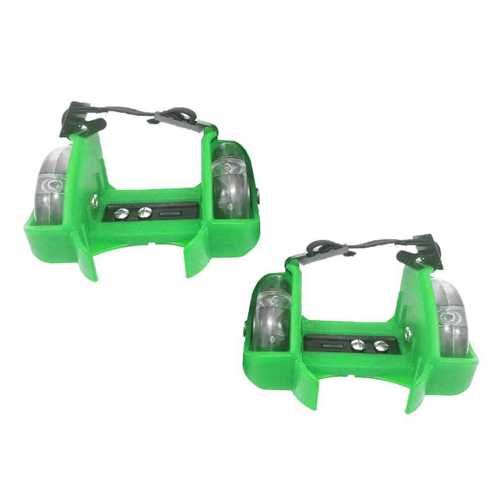 Adjustable Kid Heel Wheels Skates Roller Flash Roller Skating Shoes Green
