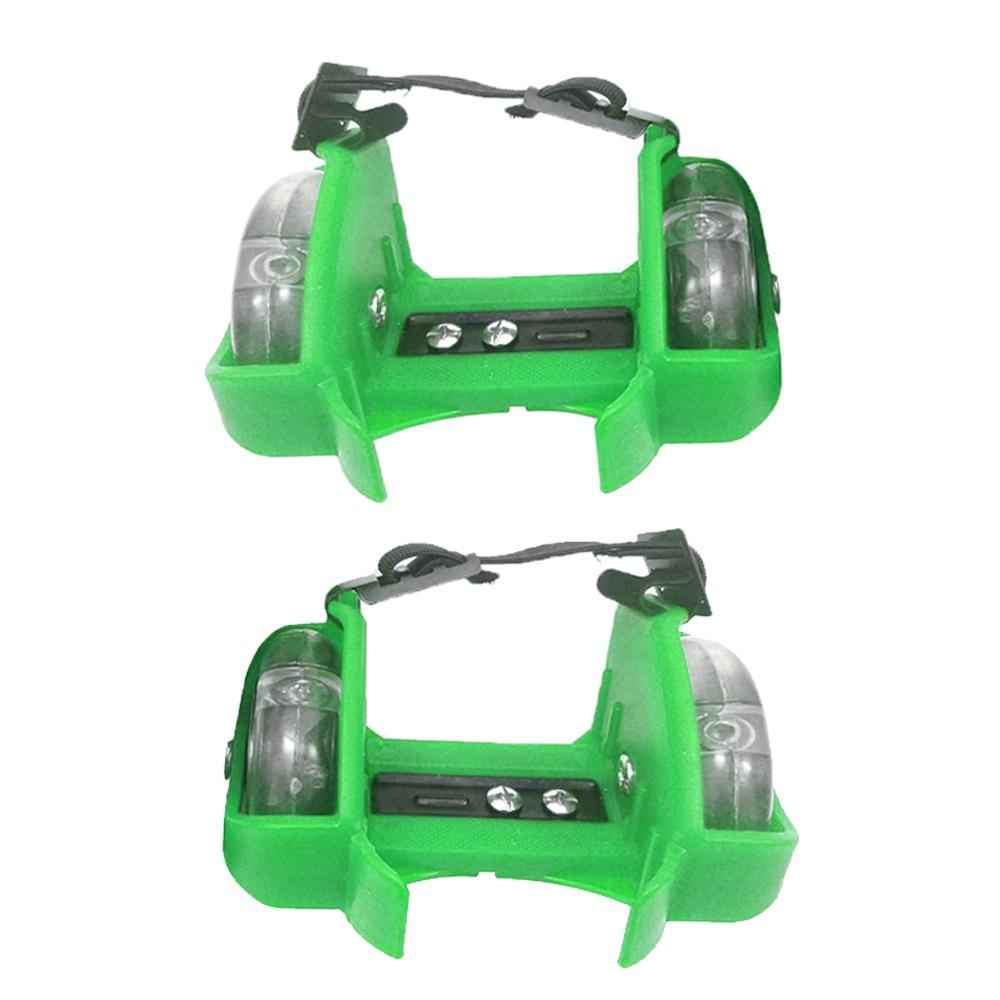 Adjustable Kid Heel Wheels Skates Roller Flash Roller Skating Shoes Green
