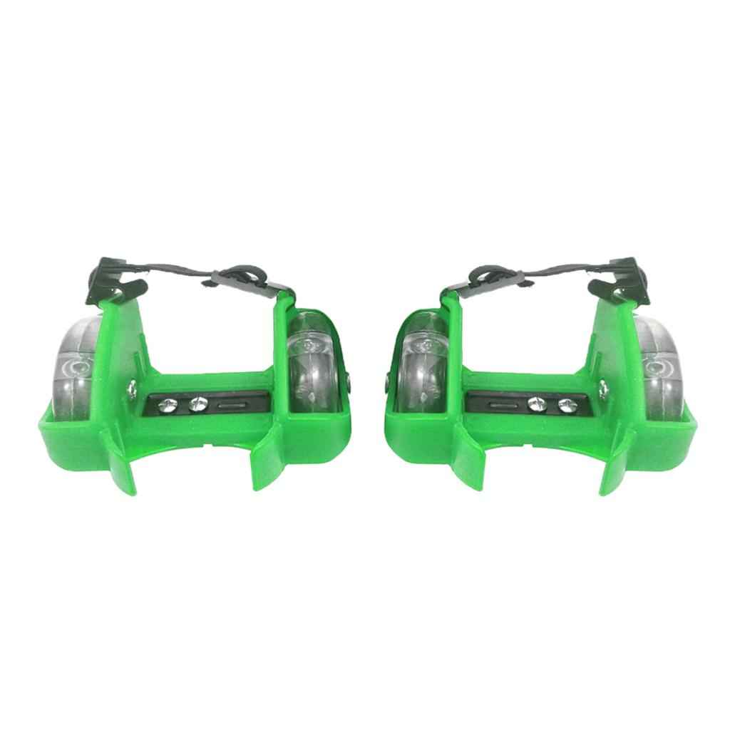 Adjustable Kid Heel Wheels Skates Roller Flash Roller Skating Shoes Green