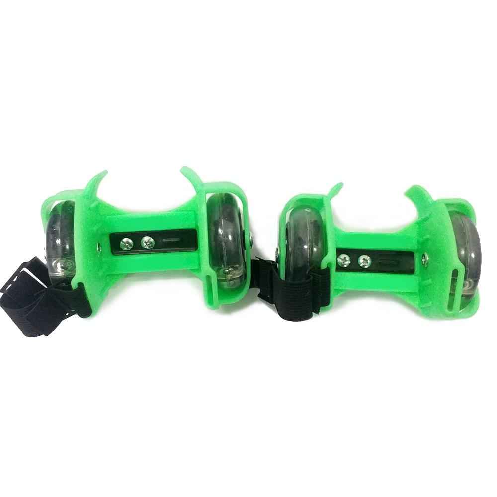 Adjustable Kid Heel Wheels Skates Roller Flash Roller Skating Shoes Green