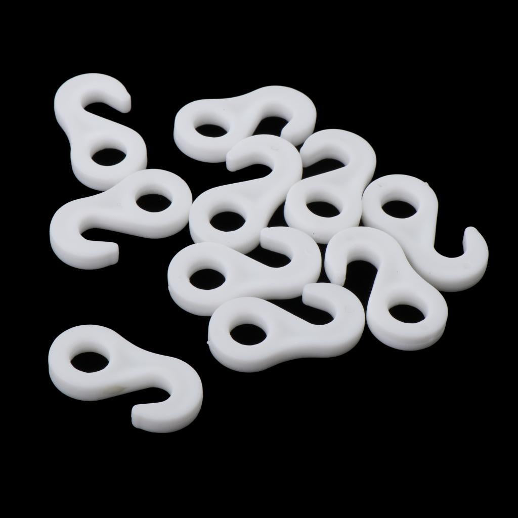 4x10Pcs/set Fasten Hook for Tent Awning Tie Rope Bungee Cord End 3.6cm White