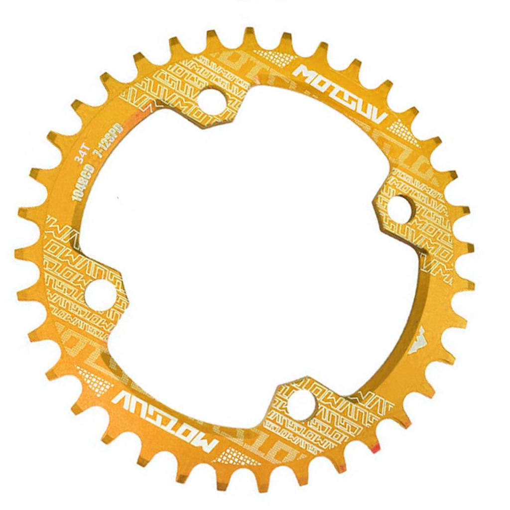 104BCD Round Narrow Wide 30-38T Chainring MTB Bike Chain Wheel Gold 34T