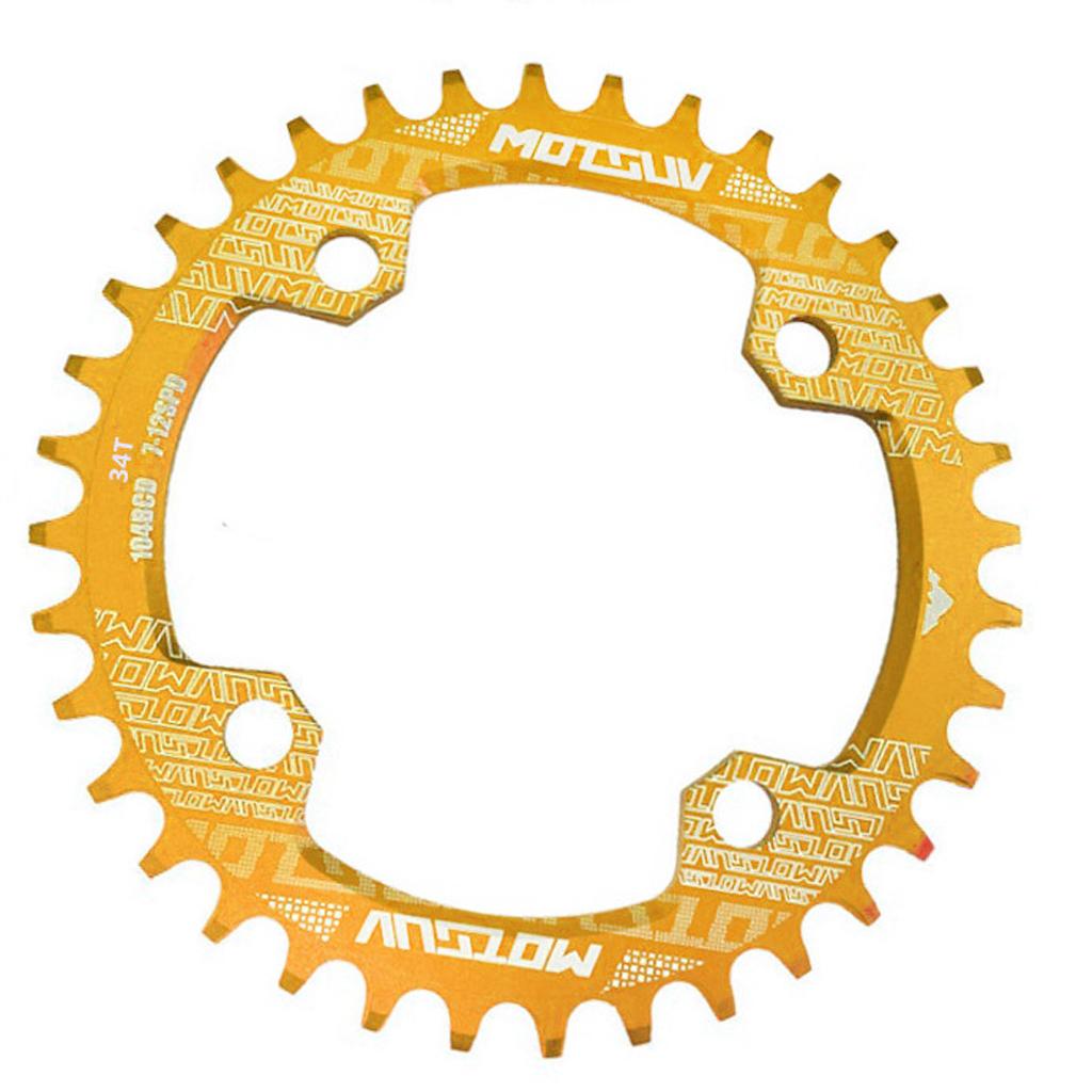 104BCD Round Narrow Wide 30-38T Chainring MTB Bike Chain Wheel Gold 34T