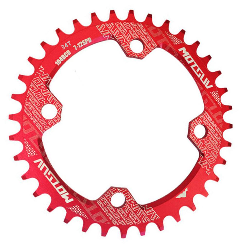 104BCD Round Narrow Wide 30-38T Chainring MTB Bike Chain Wheel Red  34T