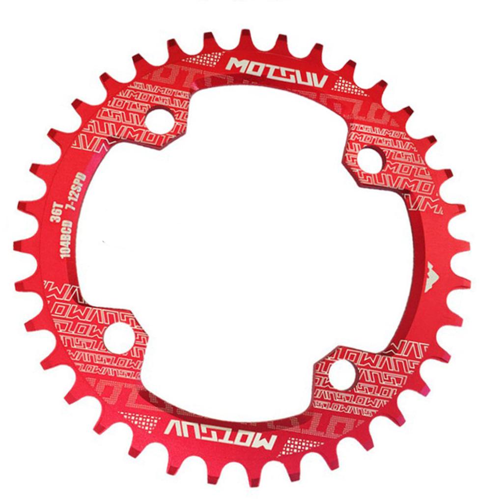 104BCD Round Narrow Wide 30-38T Chainring MTB Bike Chain Wheel Red 36T