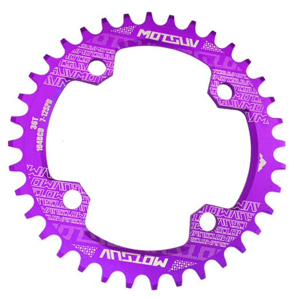 104BCD Round Narrow Wide 30-38T Chainring MTB Bike Chain Wheel Purple 36T