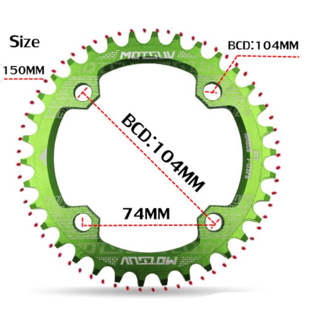 104BCD Round Narrow Wide 30-38T Chainring MTB Bike Chain Wheel Green 36T