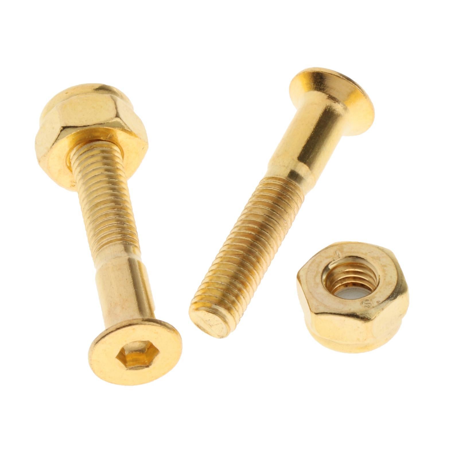 4x8x Longboard Skateboard Wheel Repair Hardware Screws with Wrench 1'' Golden