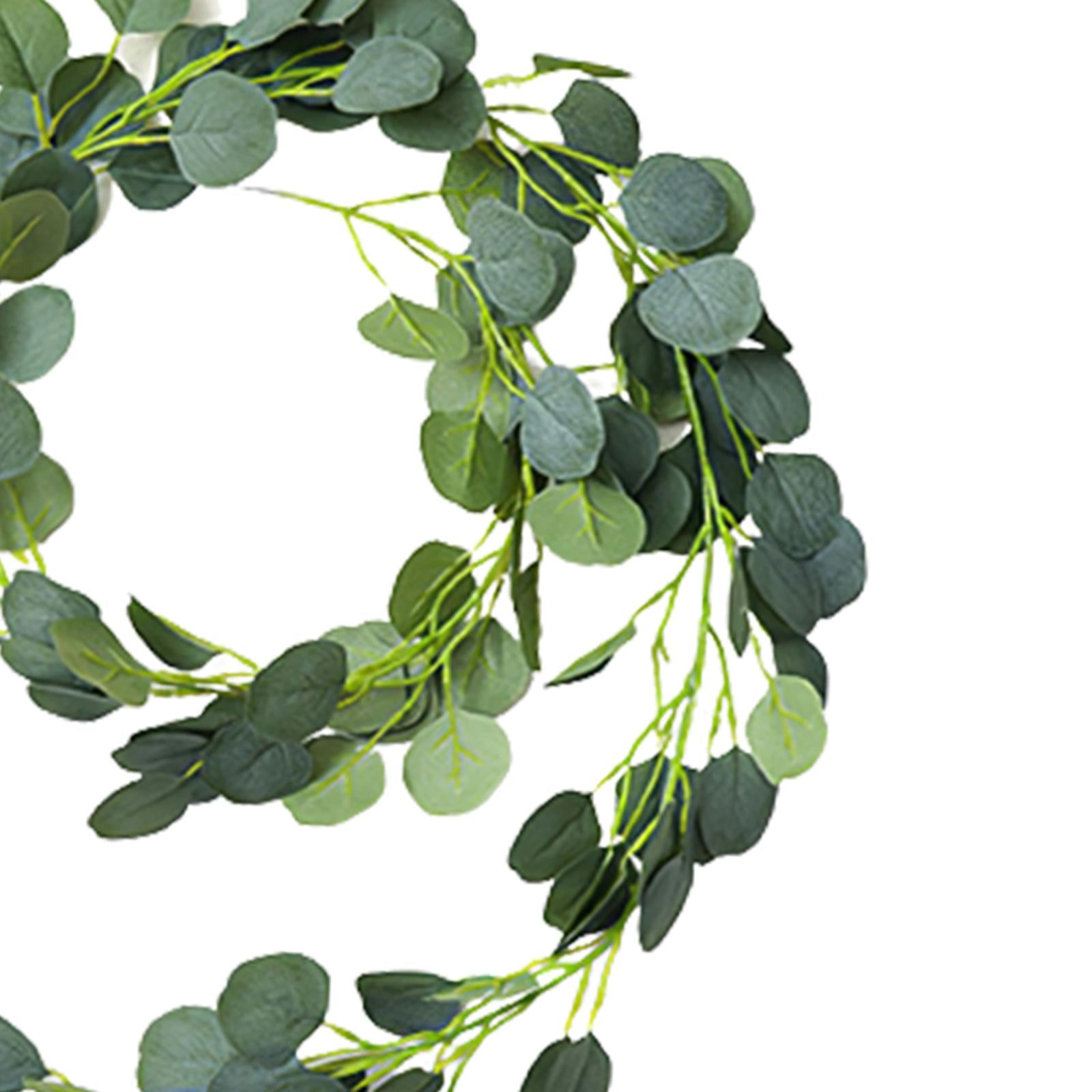 Artificial Eucalyptus Leaves Vines Wall Hanging Plant Round Olive Green
