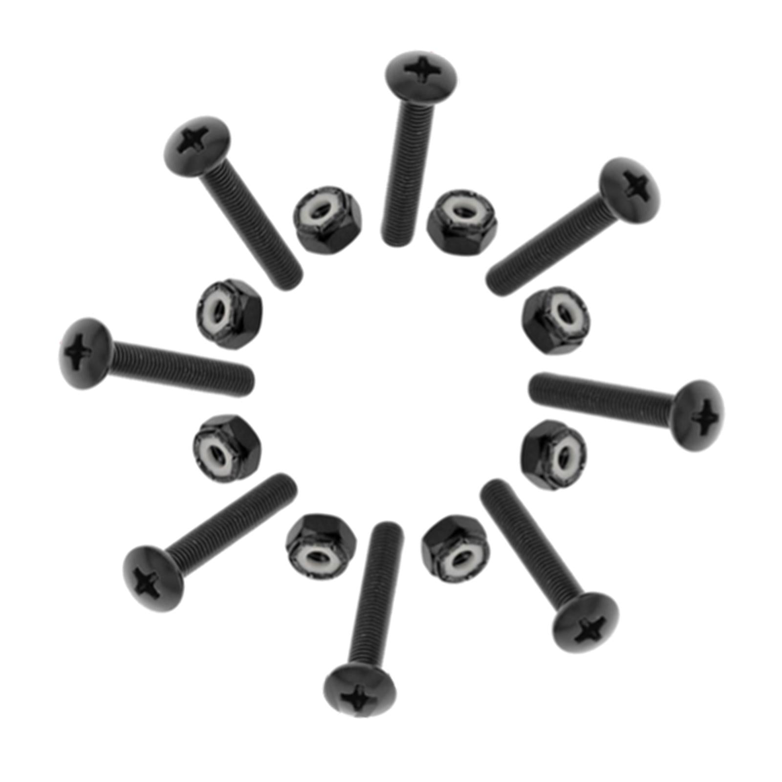 3xReplacement Longboard Skateboard Mounting Hardware Screws Black_35mm_8pcs