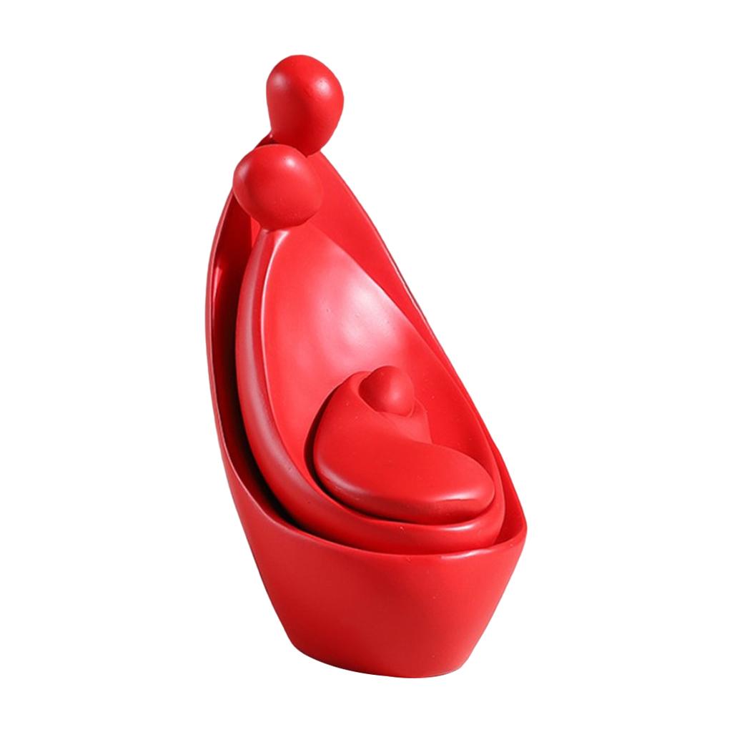 Abstract Human Family Sculpture Ornament Statue Decoration Adornment Red_D