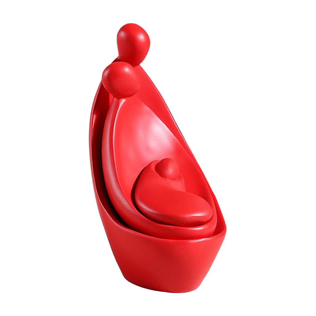 Abstract Human Family Sculpture Ornament Statue Decoration Adornment Red_D