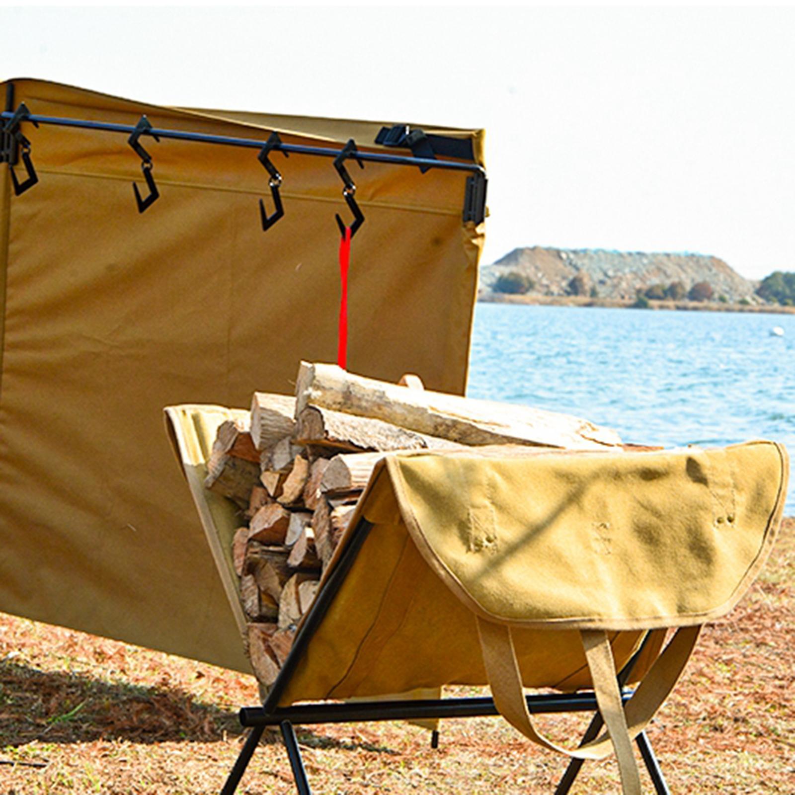 Canvas Firewood Log Carrier Storage Tote Bag Holders for Camping Khaki