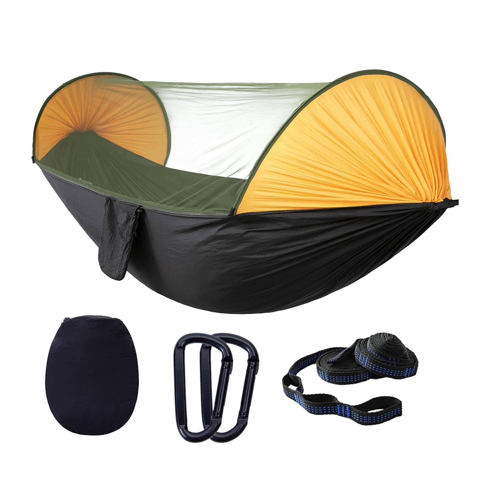 Camping Hammock with Net Single Hanging Sleeping Bed Lightweight Orange Black