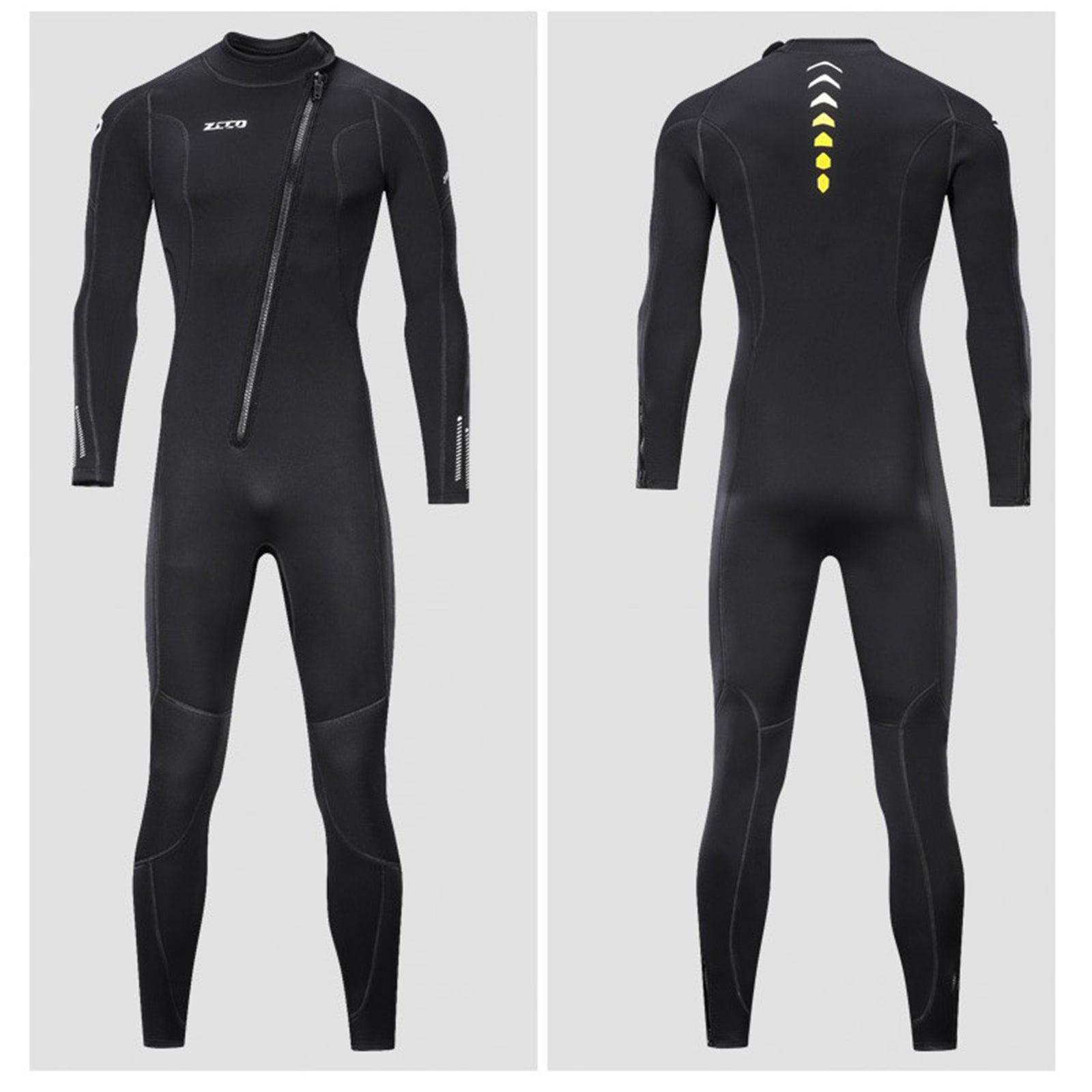Diving Wetsuit Full Length Wet Suit Surf Diving Suit Front Zipper Swimsuit Men 2XL