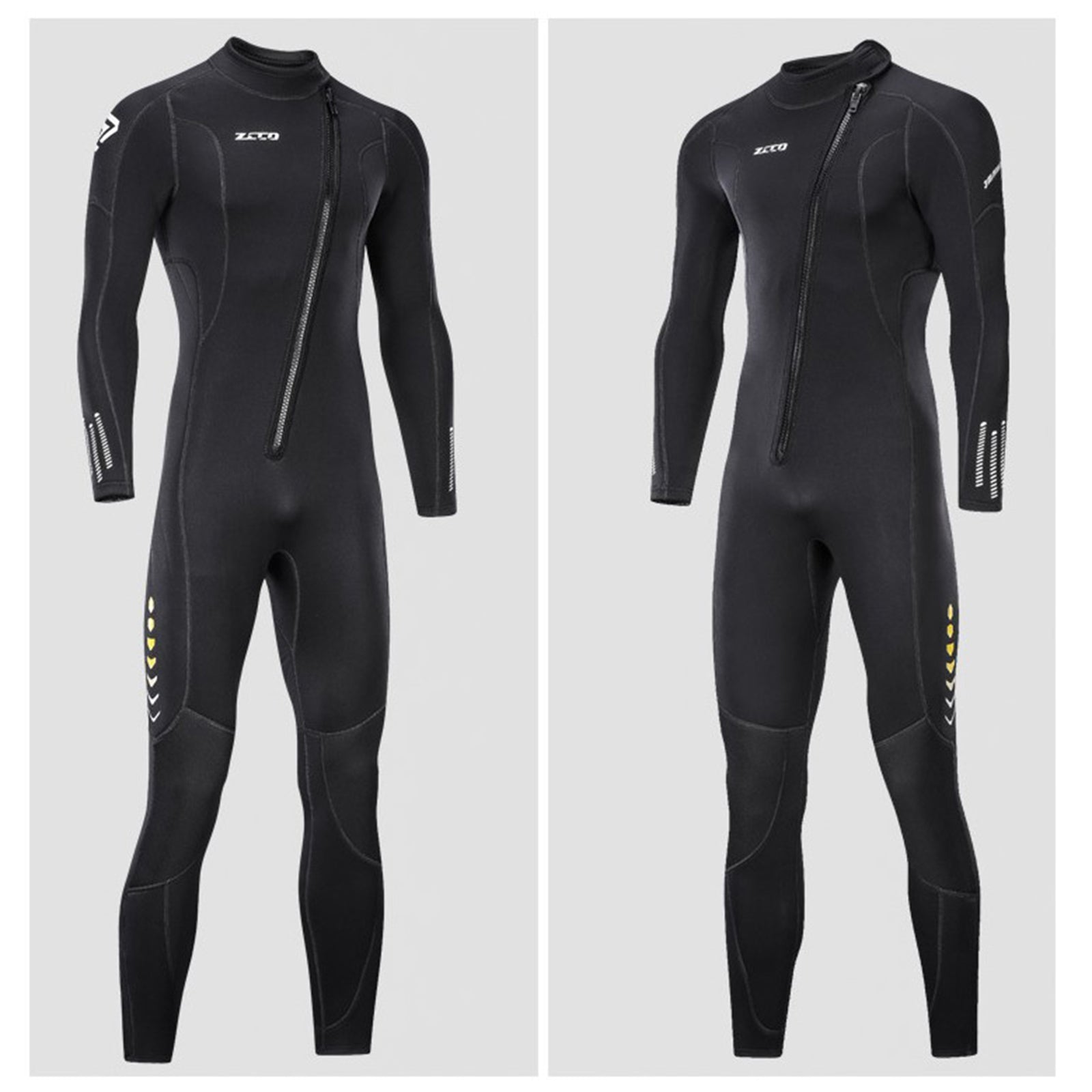 Diving Wetsuit Full Length Wet Suit Surf Diving Suit Front Zipper Swimsuit Men 2XL