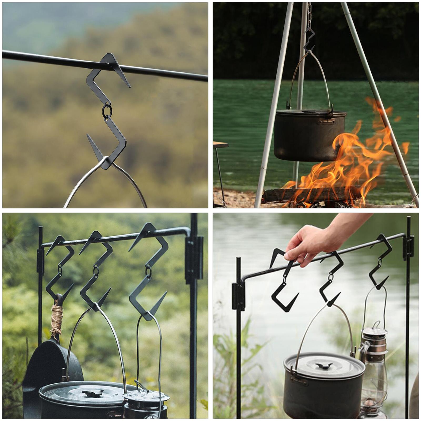 2xHeavy Duty Metal S Hook Utility Hanging Hooks Outdoor Camping Storage Black
