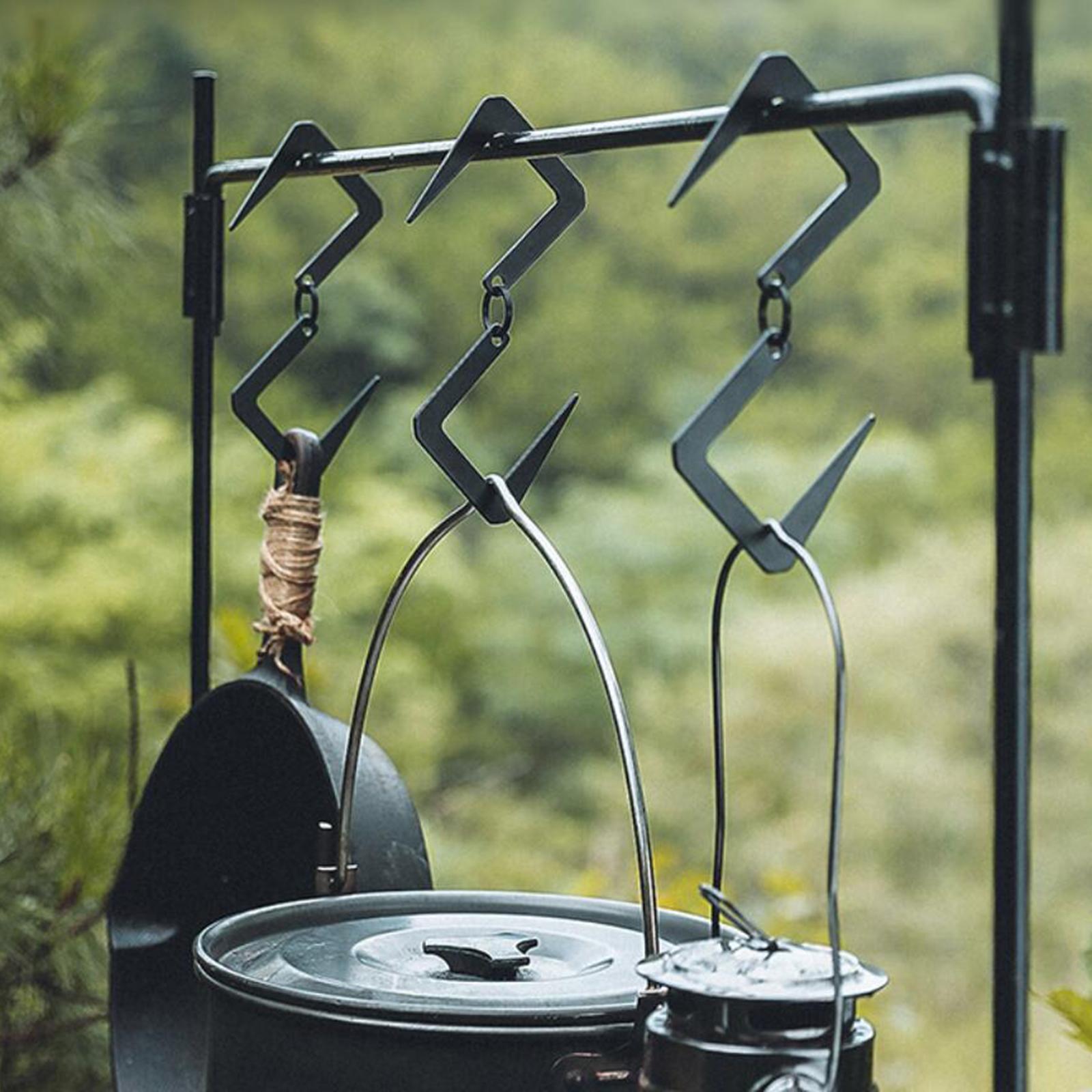 2xHeavy Duty Metal S Hook Utility Hanging Hooks Outdoor Camping Storage Black