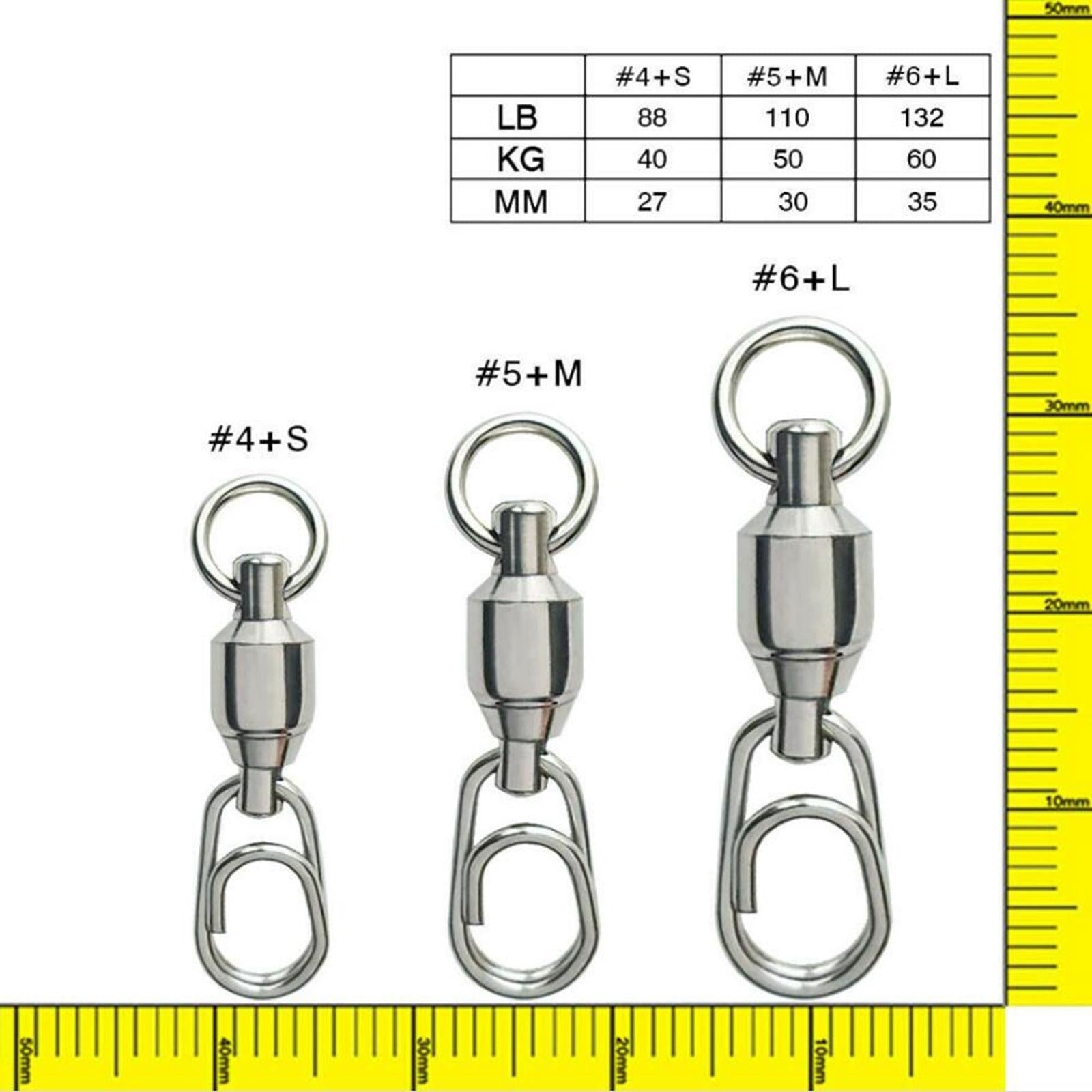 Ball Bearing Fishing Swivel with Snap Clip Stainless Steel Connector Tackle 4