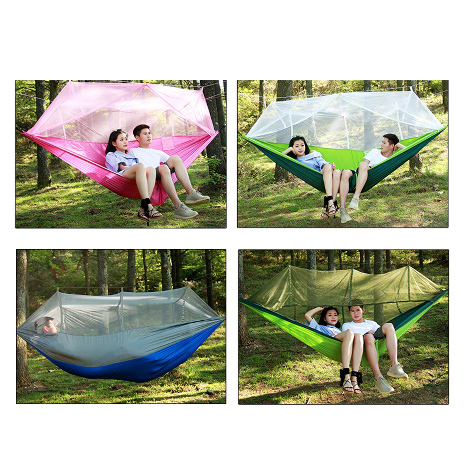 Camping Double Hammock Outdoor Hanging Swing Nylon Chair Bed Dark blue 2