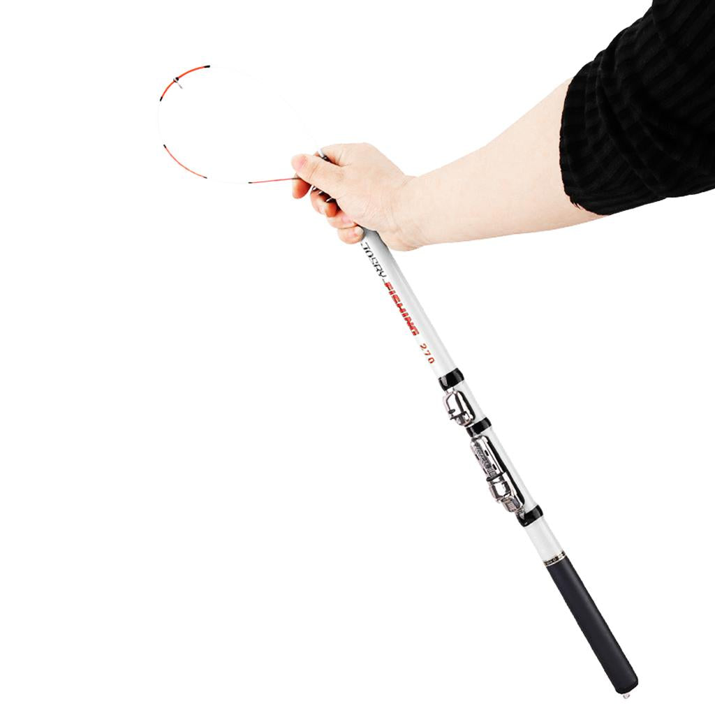 Carbon Fiber Telescopic Rock Fishing Rod Sea Pole Travel Rod 1.8m White