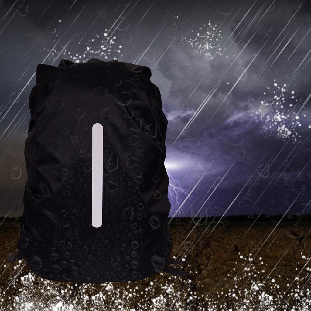 Backpack Rain Cover Dustproof Reflective Rucksack Cover for Camping Black L