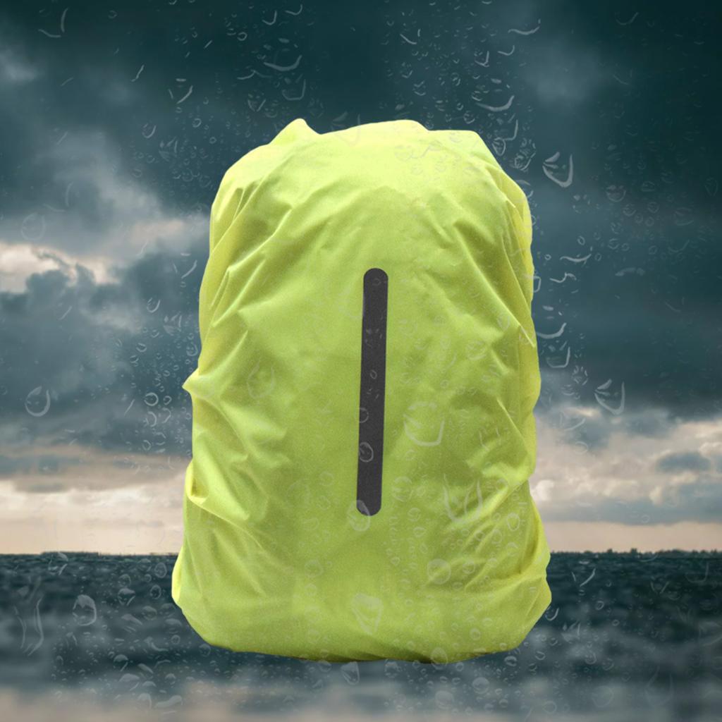 Backpack Rain Cover Dustproof Reflective Rucksack Cover for Camping Green L