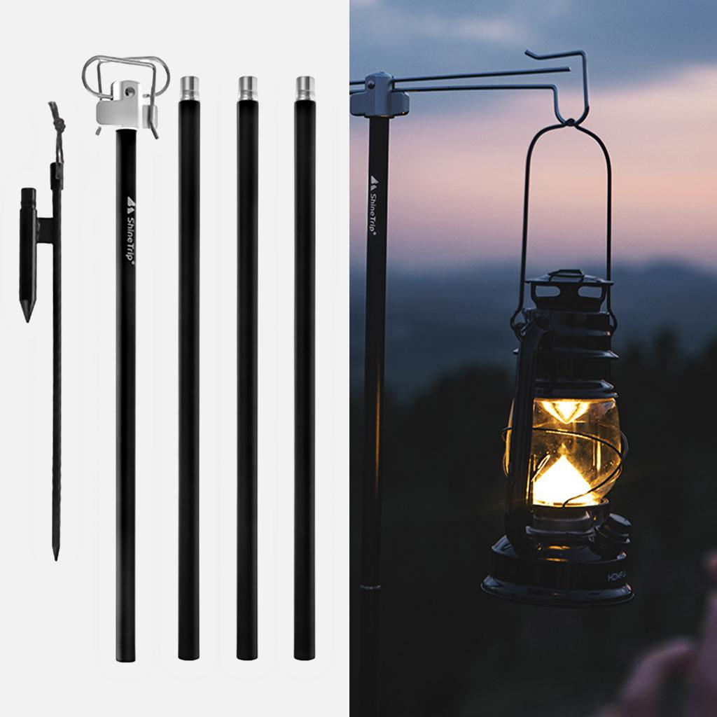Camping Lantern Stand Detachable Telescopic Outdoor Lamp Holder Black