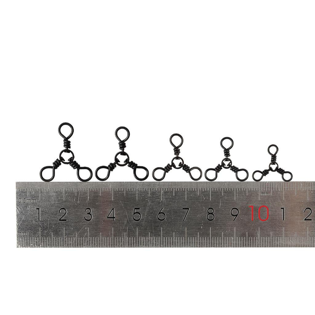 4x6/8/10pcs 3 Way Rolling Barrel Swivels Solid Rig Ring Fishing Line Connector B