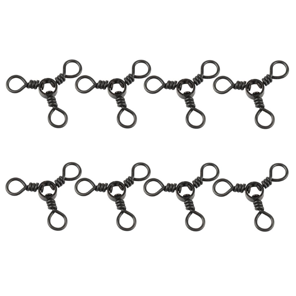 4x6/8/10pcs 3 Way Rolling Barrel Swivels Solid Rig Ring Fishing Line Connector B