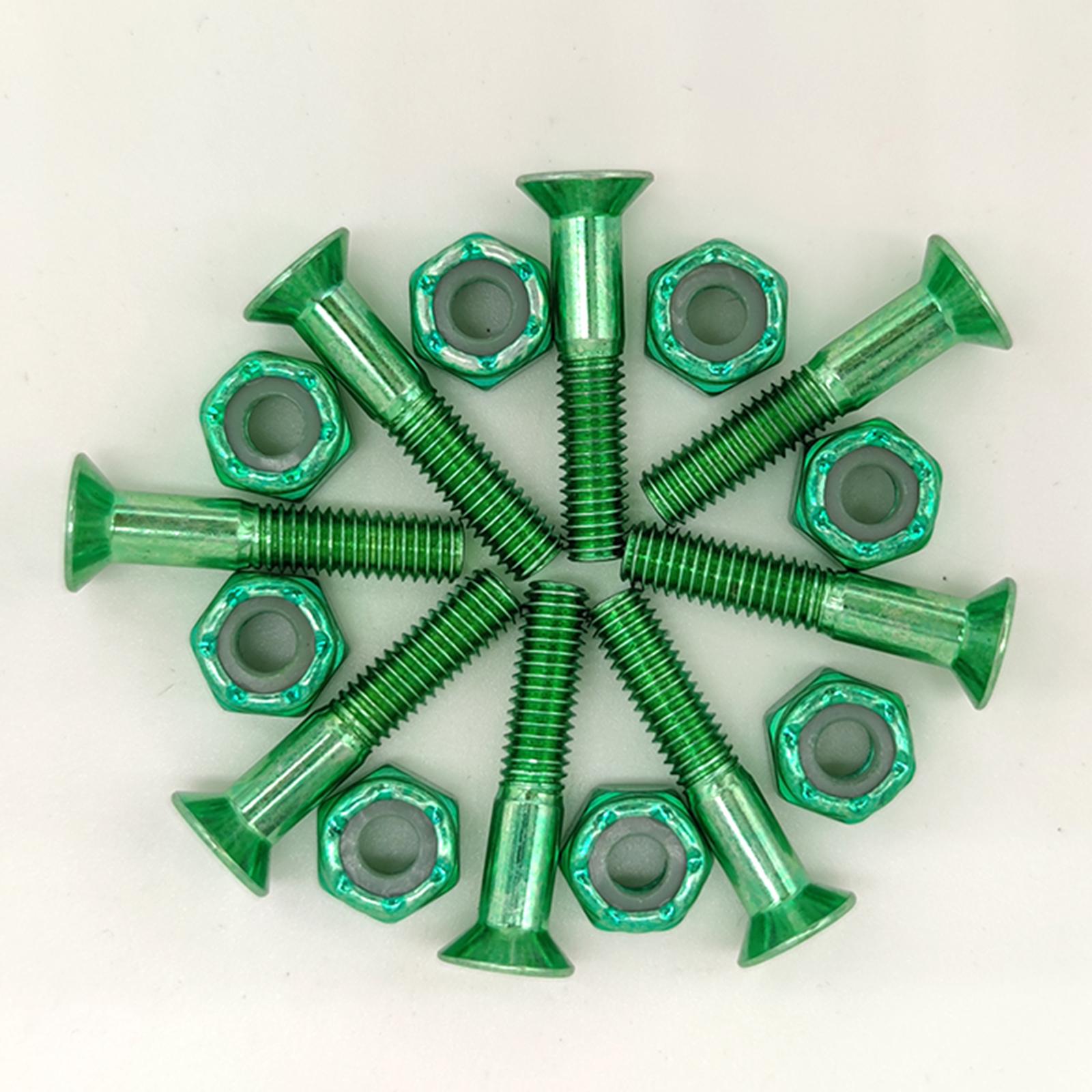 3x8pcs Replacement Skateboard Hardware Set Longboard Screws Accessories green