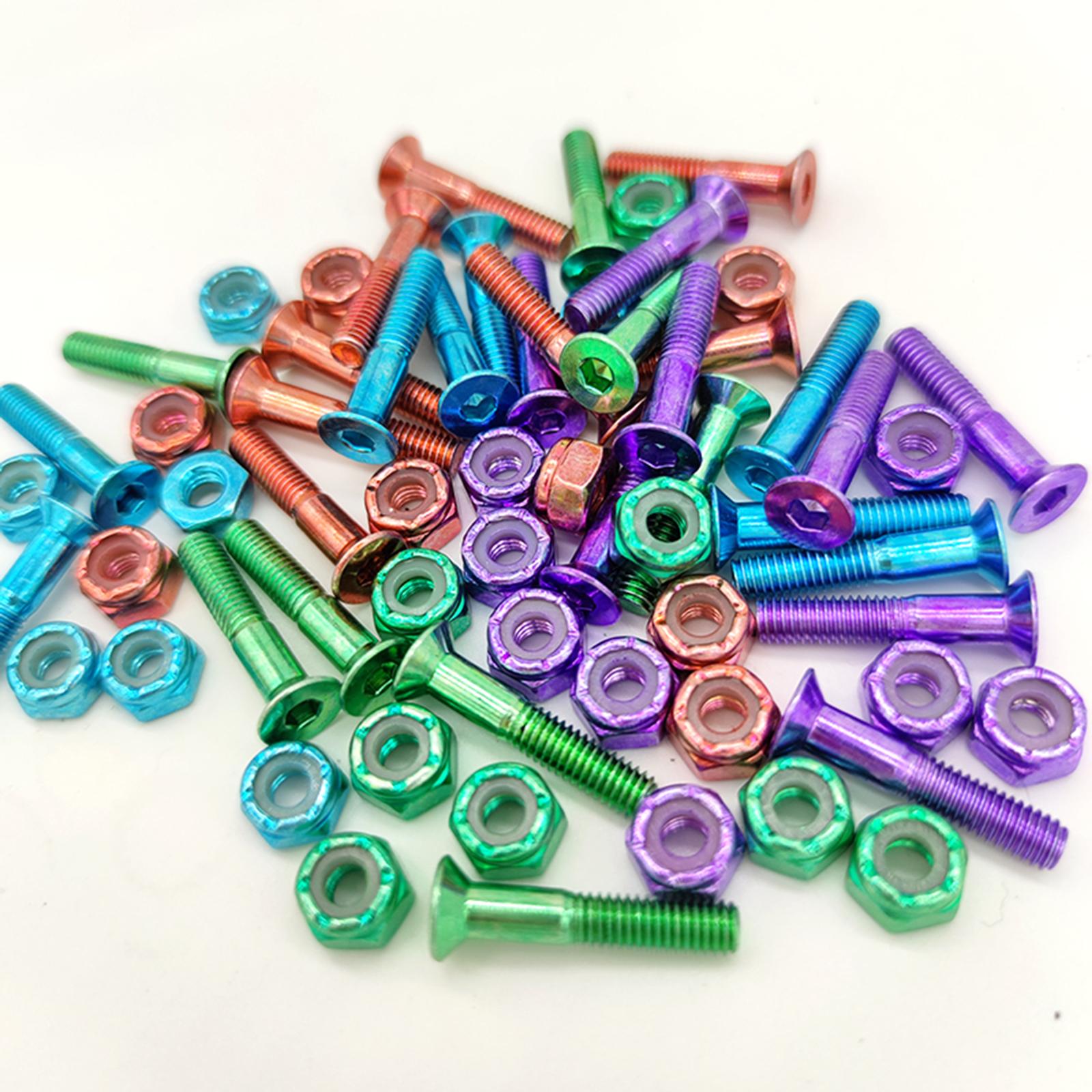 3x8pcs Replacement Skateboard Hardware Set Longboard Screws Accessories green