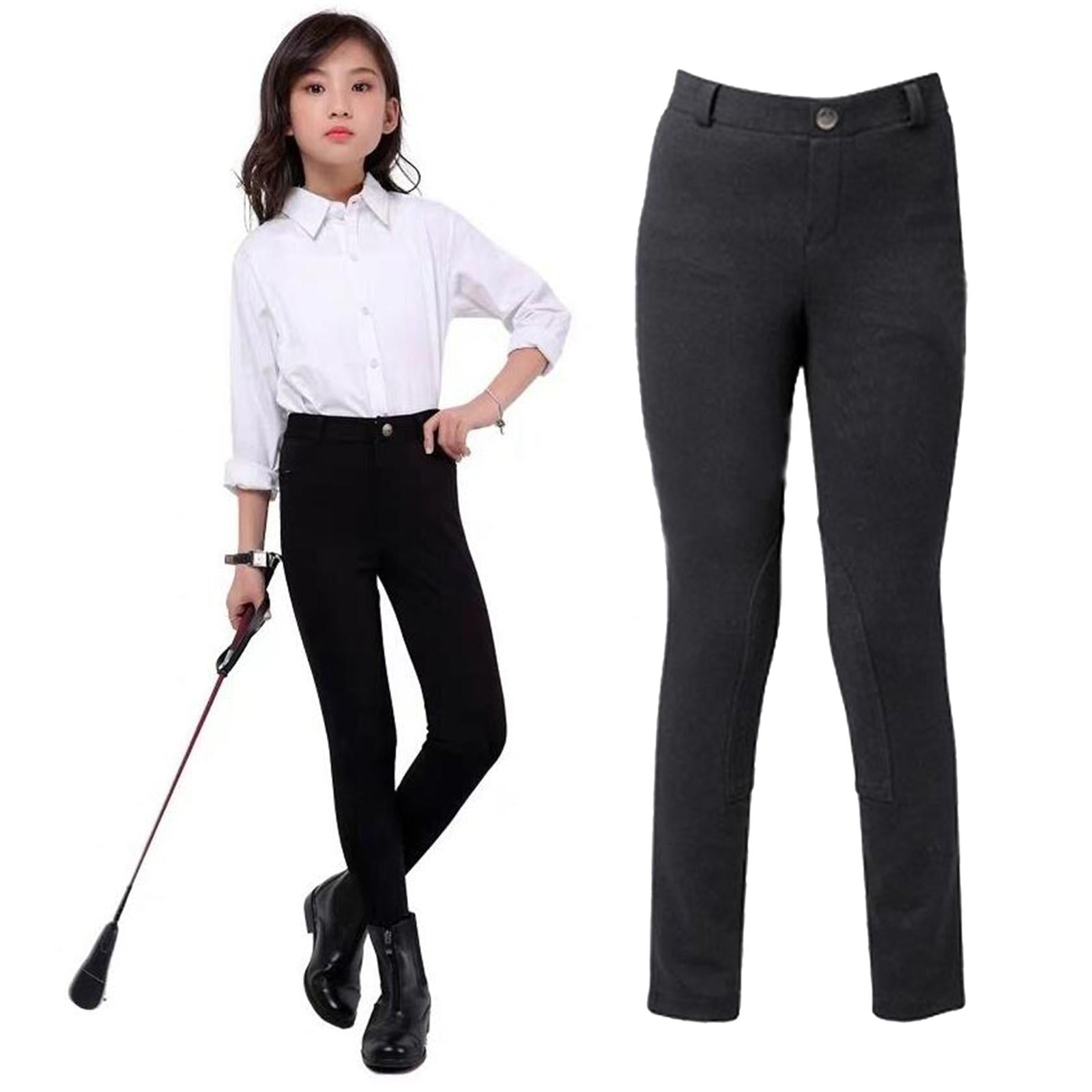 Breathable Horse Riding Breeches Equestrian Pants for Boys Girls Equipment Black Waist 50cm