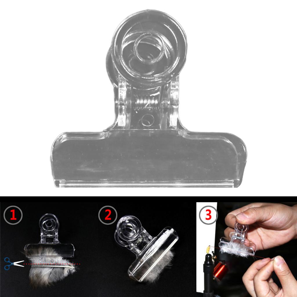 2x4PCS Clear Fly Tying CDC Feather Clip Dubbing Hackle Holding Tools Fly Tying 45mm