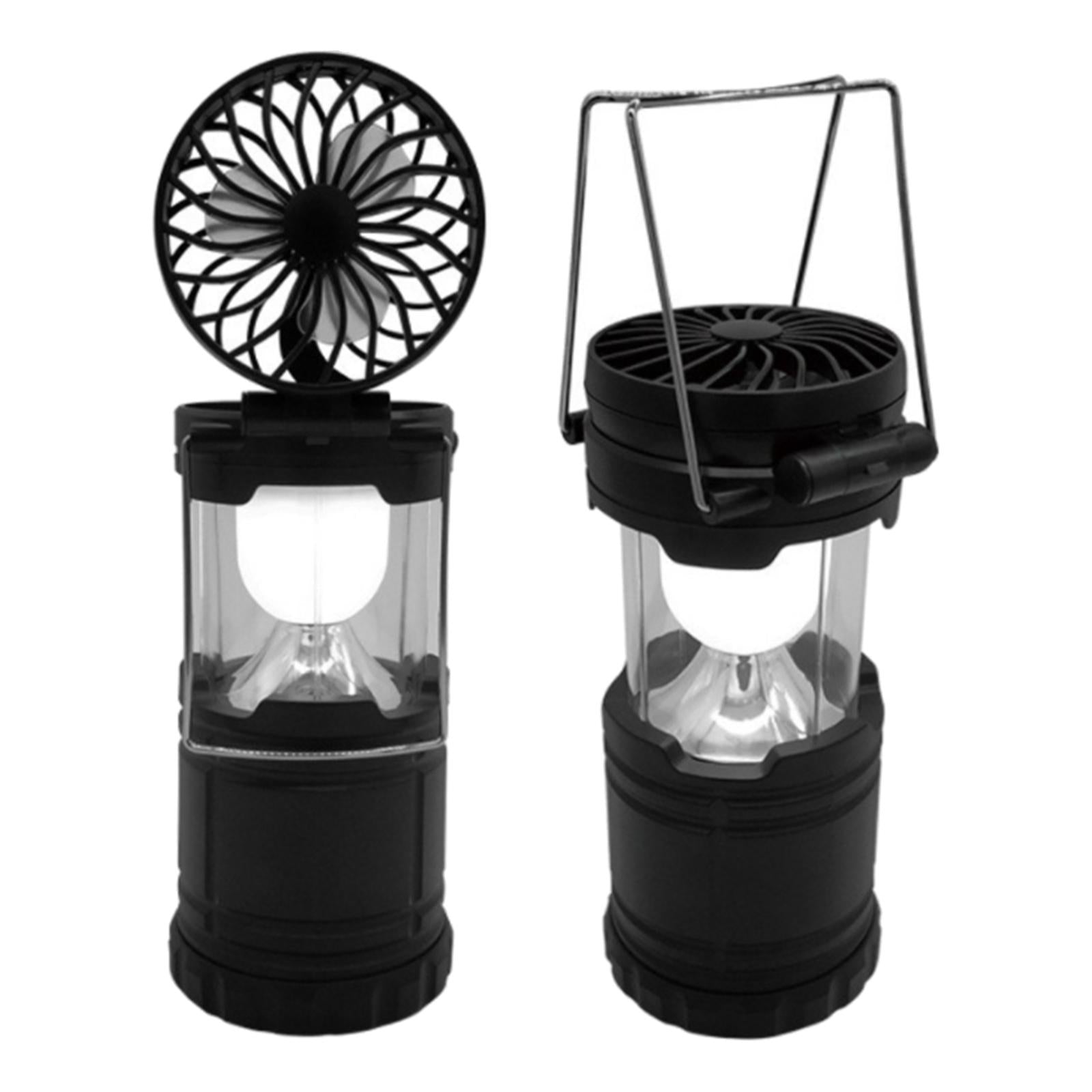 Camping Lantern with Fan Outdoor Portable Collapsible LED Tent Lamp Bulb